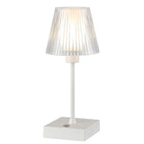 Oscar 12.5" Modern Industrial Rechargeable/Cordless Iron/Acrylic Integrated LED Table Lamp with Ribbed Shade - JONATHAN Y