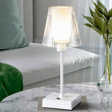 Oscar 12.5" Modern Industrial Rechargeable/Cordless Iron/Acrylic Integrated LED Table Lamp with Ribbed Shade - JONATHAN Y