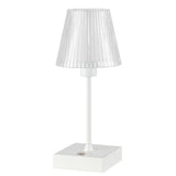 Oscar 12.5" Modern Industrial Rechargeable/Cordless Iron/Acrylic Integrated LED Table Lamp with Ribbed Shade - JONATHAN Y