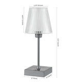 Oscar 12.5" Modern Industrial Rechargeable/Cordless Iron/Acrylic Integrated LED Table Lamp with Ribbed Shade
