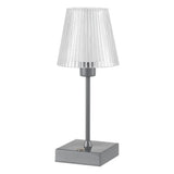 Oscar 12.5" Modern Industrial Rechargeable/Cordless Iron/Acrylic Integrated LED Table Lamp with Ribbed Shade