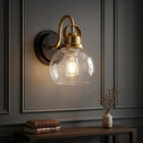 Shirley 6" 1-Light Farmhouse Industrial Metal LED Vanity Light with Seeded Glass Globe Shade Brass Gold/Oil Rubbed Bronze / 1 Sockets – AI-ON
