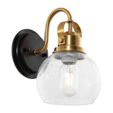 Shirley 6" 1-Light Farmhouse Industrial Metal LED Vanity Light with Seeded Glass Globe Shade