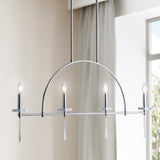 Doris 41" Linear Metal/Crystal LED Pendant - JONATHAN Y