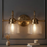 Virginia Metal/Glass LED Vanity Light Brass Gold / 2 Sockets – AI-ON