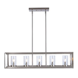 Anna 38.5" Linear Metal/Glass LED Pendant - JONATHAN Y