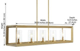 Anna 38.5" Linear Metal/Glass LED Pendant Brass Gold / 5 Sockets – DIM