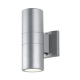 Duo 6" Modern Midcentury Cylinder Outdoor Metal/Glass Integrated LED Wall Sconce with Uplight - JONATHAN Y