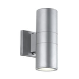Duo 6" Modern Midcentury Cylinder Outdoor Metal/Glass Integrated LED Wall Sconce with Uplight - JONATHAN Y