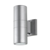 Duo 6" Modern Midcentury Cylinder Outdoor Metal/Glass Integrated LED Wall Sconce with Uplight - JONATHAN Y
