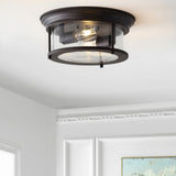 Lauren 13.25" Metal/Glass LED Flush Mount - JONATHAN Y