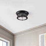 Lauren 13.25" Metal/Glass LED Flush Mount - JONATHAN Y
