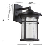 Campo Outdoor Wall Lantern Crackled Glass/Metal Integrated LED Wall Sconce - JONATHAN Y