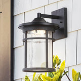 Campo Outdoor Wall Lantern Crackled Glass/Metal Integrated LED Wall Sconce - JONATHAN Y