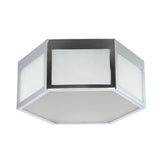 Minimo Hexagon Metal/Frosted Glass LED Flush Mount - JONATHAN Y