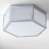 Minimo Hexagon Metal/Frosted Glass LED Flush Mount - JONATHAN Y