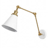 Rover 7" Adjustable Arm Metal LED Wall Sconce White/Brass Gold / Set 1 – OFF
