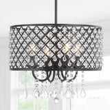 Gigi Metal/Crystal Adjustable LED Drop Chandelier - JONATHAN Y