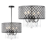 Gigi Metal/Crystal Adjustable LED Drop Chandelier - JONATHAN Y
