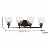 Marais Metal/Glass LED Vanity Oil Rubbed Bronze / 4 Sockets – DIM