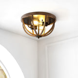 Darlene 13" Iron Rustic Farmhouse LED Flush Mount - JONATHAN Y