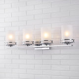 Fairfax Metal/Frosted Glass Contemporary Glam LED Vanity Light - JONATHAN Y