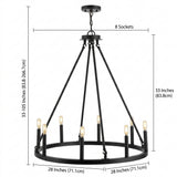 Oberto Ring Iron Rustic Farmhouse LED Chandelier Oil Rubbed Bronze / 8 Sockets – DIM