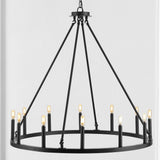 Oberto Ring Iron Rustic Farmhouse LED Chandelier - JONATHAN Y