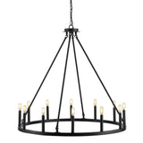Oberto Ring Iron Rustic Farmhouse LED Chandelier - JONATHAN Y