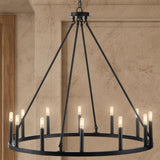 Oberto Ring Iron Rustic Farmhouse LED Chandelier - JONATHAN Y