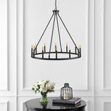 Oberto Ring Iron Rustic Farmhouse LED Chandelier - JONATHAN Y