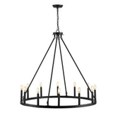 Oberto Ring Iron Rustic Farmhouse LED Chandelier - JONATHAN Y