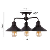 Calvin 18.5" Iron Industrial LED Semi-Flush Mount - JONATHAN Y