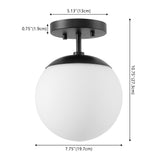 Marcel Bistro 7.75" Bohemian Farmhouse Iron/Frosted Glass LED Semi Flush Mount - JONATHAN Y