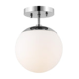 Marcel Bistro 7.75" Bohemian Farmhouse Iron/Frosted Glass LED Semi Flush Mount - JONATHAN Y