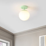Marcel Bistro 7.75" Bohemian Farmhouse Iron/Frosted Glass LED Semi Flush Mount