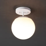 Marcel Bistro 7.75" Bohemian Farmhouse Iron/Frosted Glass LED Semi Flush Mount