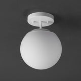 Marcel Bistro 7.75" Bohemian Farmhouse Iron/Frosted Glass LED Semi Flush Mount