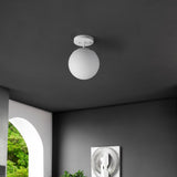 Marcel Bistro 7.75" Bohemian Farmhouse Iron/Frosted Glass LED Semi Flush Mount