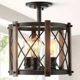 Ferme 14" Iron Rustic Farmhouse LED Flush Mount - JONATHAN Y