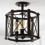 Ferme 14" Iron Rustic Farmhouse LED Flush Mount - JONATHAN Y