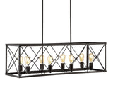 Galax 39" 8-Light Adjustable Iron Farmhouse Industrial LED Dimmable Pendant - JONATHAN Y
