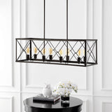 Galax 39" 8-Light Adjustable Iron Farmhouse Industrial LED Dimmable Pendant - JONATHAN Y