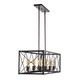 Galax 39" 8-Light Adjustable Iron Farmhouse Industrial LED Dimmable Pendant - JONATHAN Y