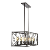 Galax 39" 8-Light Adjustable Iron Farmhouse Industrial LED Dimmable Pendant - JONATHAN Y