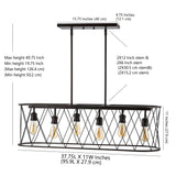 Marion 37.75" Adjustable Iron Farmhouse Rustic LED Dimmable Pendant - JONATHAN Y