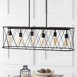 Marion 37.75" Adjustable Iron Farmhouse Rustic LED Dimmable Pendant - JONATHAN Y