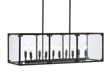 Paysan 35" Linear Adjustable Iron/Seeded Glass Rustic Farmhouse LED Pendant - JONATHAN Y