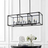 Paysan 35" Linear Adjustable Iron/Seeded Glass Rustic Farmhouse LED Pendant - JONATHAN Y