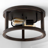 Atelier 12.75" Iron Rustic Industrial LED Flush Mount - JONATHAN Y